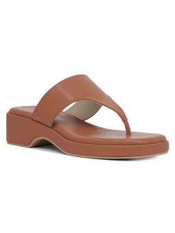 London Rag - Women Faux Leather Thong Toe Sandals - Tan