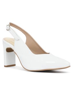 London Rag - Women Glossy Slingback Heels - White