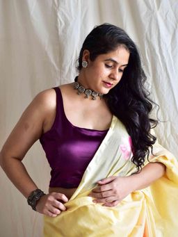 Sundarii - Violet Satin Purple Blouse