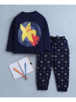Bumzee - Navy Blue Boys Full Sleeves T-Shirt & Pyjama
