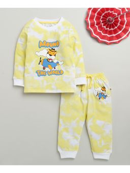 Bumzee - Yellow Boys Full Sleeves Cotton T-Shirt & Pyjama
