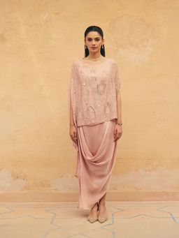 Maenaam - Womens Blended Embroidered Pink Top with Skirt and Inner