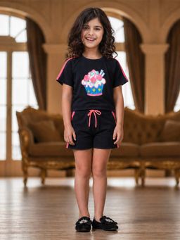 devils n angels - Girls Navy Printed Co-Ord Set