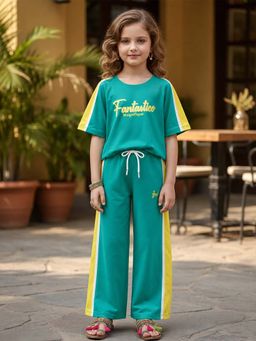 devils n angels - Girls Green “Fantastic” Printed Co-Ord Set