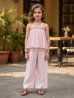 devils n angels - Girls Pink Lace Detail Co-Ord Set