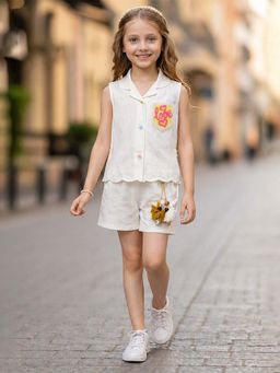 devils n angels - Cute White Love Embroidered Co-Ord Set