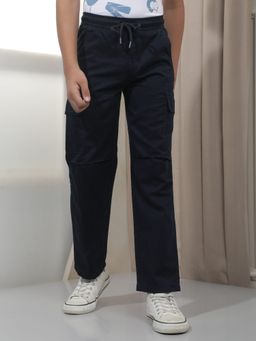 CRIMSOUNE CLUB - Boy'S Navy Blue Cotton Cargo Trousers