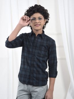 CRIMSOUNE CLUB - Boy'S Navy Blue Checked Cotton Shirt