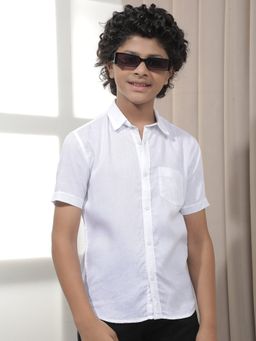CRIMSOUNE CLUB - Boy'S White Linen Shirt