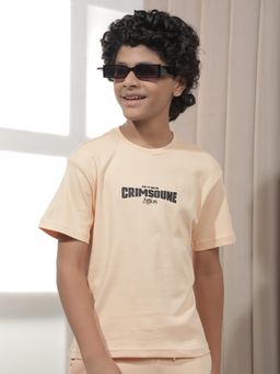 CRIMSOUNE CLUB - Boy'S Peach Graphic Print Cotton T-shirt