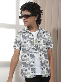 CRIMSOUNE CLUB - Boy'S Olive Printed Shirt With T-shirt