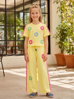 devils n angels - Girls Trendy Yellow Floral Co-Ord Set