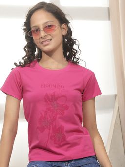 CRIMSOUNE CLUB - Girl'S Pink Print T-shirt