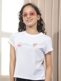 CRIMSOUNE CLUB - Girl'S White Floral T-shirt