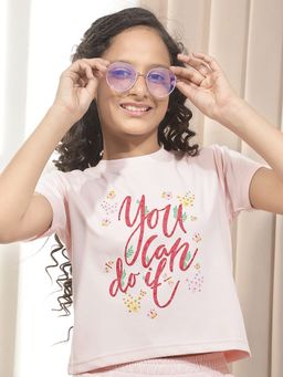 CRIMSOUNE CLUB - Girl'S Pink Embellished T-shirt