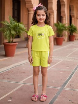 devils n angels - Girls Lime Green Co-Ord Set