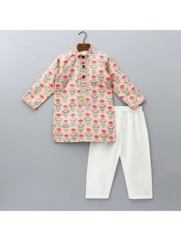 The Little Tales - Rose Printed Kurta And Pyjama