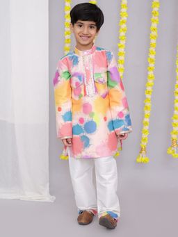 The Little Tales - Multi-Color Splash Printed Kurta And Pyjama