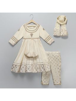The Little Tales - Off White Color Anarkali Kurta And Pant With Duppata