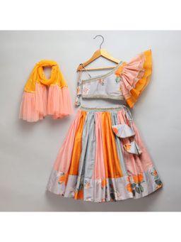 The Little Tales - Multi-Color Floral Printed Blouse And Lehenga With Dupatta