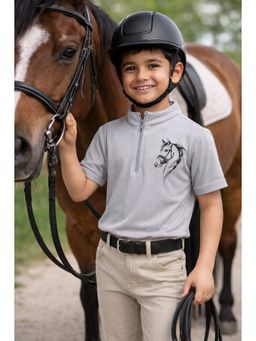 Piccolo Piglet - Riding Half Sleeve T-shirt-Grey
