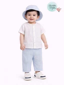 Piccolo Piglet - Casual Charm Shirt With Seersucker Hat And Pant