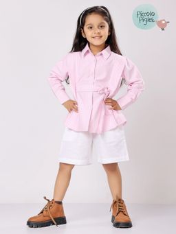 Piccolo Piglet - Pink Strips Knot Shirt with Belt