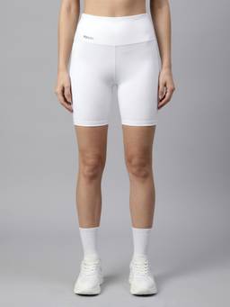 Fitkin - Womens White High-Rise Super Soft Cycling Shorts