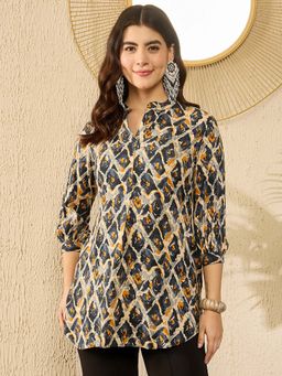 Vaamsi - Women Blue Viscose Rayon Abstract Printed Regular Tunic