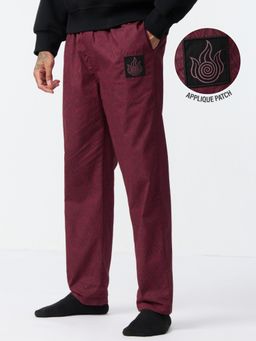 The Souled Store - Burgundy Printed Regular Pyjama