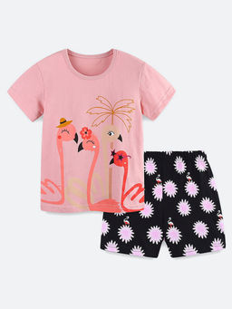 Oh Rare - Pink Printed T-Shirt and Shorts (Set of 2)