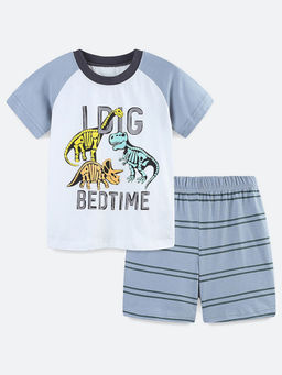 Oh Rare - White Printed T-Shirt and Shorts (Set of 2)