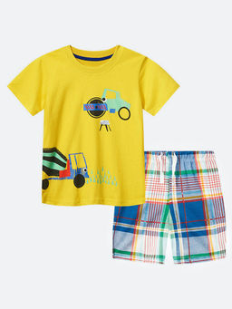 Oh Rare - Yellow Printed T-Shirt and Shorts (Set of 2)