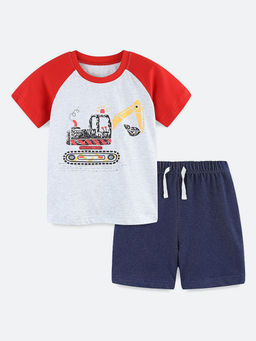 Oh Rare - White Printed T-Shirt and Shorts (Set of 2)