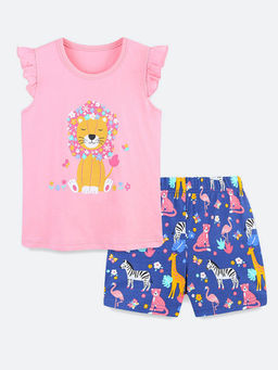 Oh Rare - Pink Printed Top and Shorts (Set of 2)