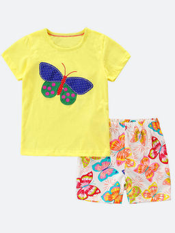 Oh Rare - Yellow Printed T-Shirt and Shorts (Set of 2)