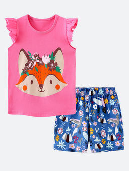 Oh Rare - Pink Printed T-Shirt and Shorts (Set of 2)