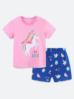 Oh Rare - Pink Printed Top and Shorts (Set of 2)