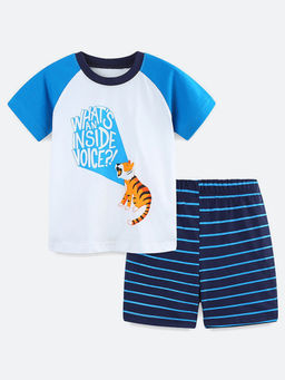 Oh Rare - White Printed T-Shirt and Shorts (Set of 2)