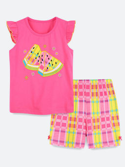 Oh Rare - Pink Printed Top and Shorts (Set of 2)