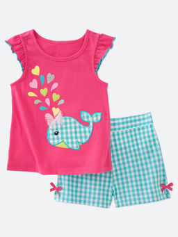 Oh Rare - Red Printed Top and Shorts (Set of 2)