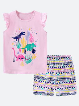 Oh Rare - Pink Printed Top and Shorts (Set of 2)