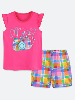 Oh Rare - Pink Printed Top and Shorts (Set of 2)