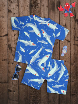 Ninos Dreams - Blue Printed T-Shirt and Shorts (Set of 2)