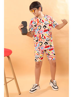 Ninos Dreams - Beige Printed T-Shirt and Shorts (Set of 2)