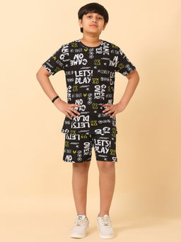 Ninos Dreams - Black Printed T-Shirt and Shorts (Set of 2)