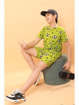 Ninos Dreams - Green Printed T-Shirt and Shorts (Set of 2)