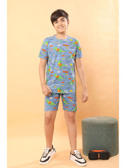 Ninos Dreams - Grey Printed T-Shirt and Shorts (Set of 2)