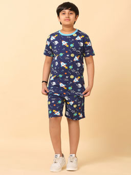 Ninos Dreams - Blue Printed T-Shirt and Shorts (Set of 2)