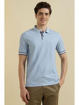 Allen Solly - Men Light Blue Solid Polo Neck T-Shirt
